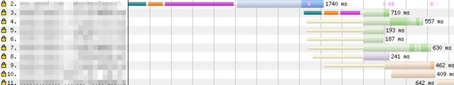 Lines 3-6 are CSS files being loaded asynchronously using the preload pattern. While they aren't critical to initial render, the use of preload means they arrive before anything else in this case.